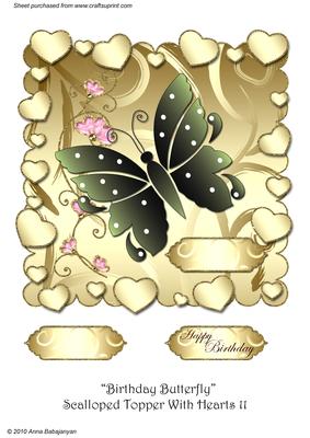 Birthday Butterfly Scalloped Topper with Hearts 11
