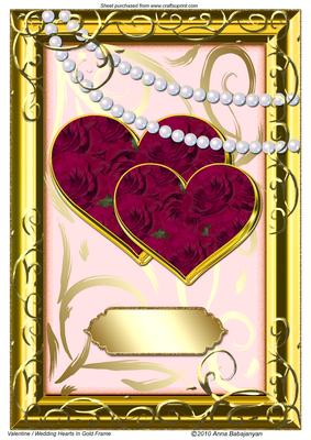 Valentine / Wedding Hearts in Gold Frame
