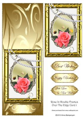 Rose in Double Frames Over the Edge Card 1
