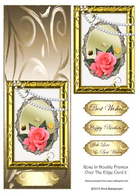 Rose in Double Frames Over the Edge Card 2