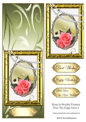 Rose in Double Frames Over the Edge Card 3