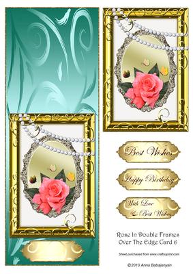 Rose in Double Frames Over the Edge Card 6