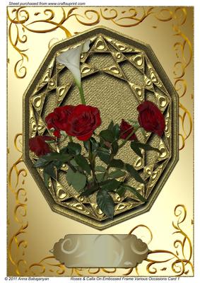 Roses & Calla on Embossed Frame Various Occasions Card 1