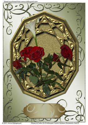Roses & Calla on Embossed Frame Various Occasions Card 2