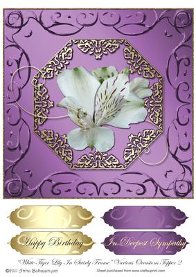 White Tiger Lily in Swirly Frame Various Occasions Topper 2