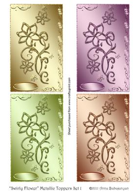 Swirly Flower Metallic Toppers Set 1