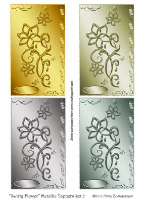 Swirly Flower Metallic Toppers Set 2