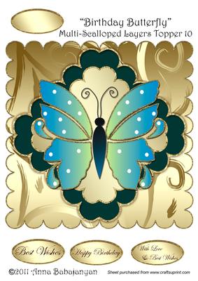 Birthday Butterfly Multi-scalloped Layers Topper 10