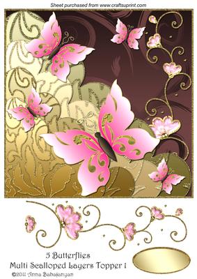 5 Butterflies Multi Scalloped Layers Topper 1