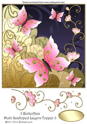 5 Butterflies Multi Scalloped Layers Topper 3