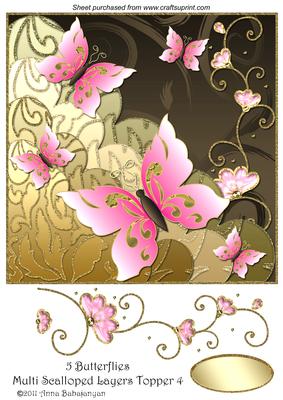 5 Butterflies Multi Scalloped Layers Topper 4