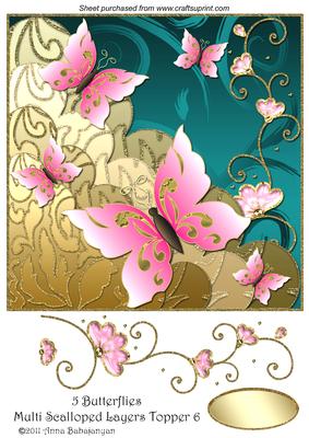 5 Butterflies Multi Scalloped Layers Topper 6