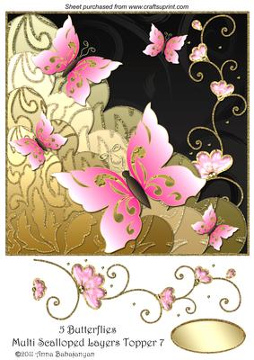 5 Butterflies Multi Scalloped Layers Topper 7
