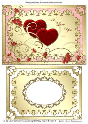 To My Love Valentine/ Anniversary/ Birthday Topper & Insert 2