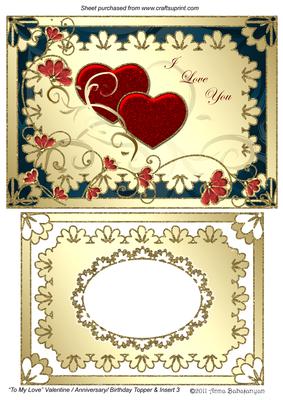 To My Love Valentine/ Anniversary/ Birthday Topper & Insert 3