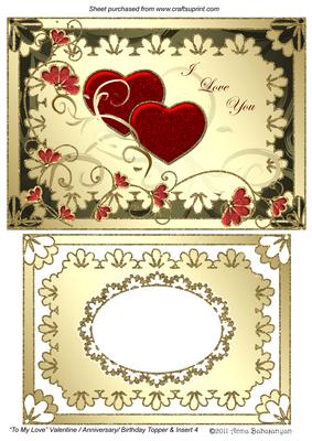 To My Love Valentine/ Anniversary/ Birthday Topper & Insert 4
