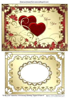 To My Love Valentine/ Anniversary/ Birthday Topper & Insert 5