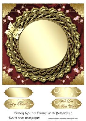 Fancy Round Frame with Butterfly 3