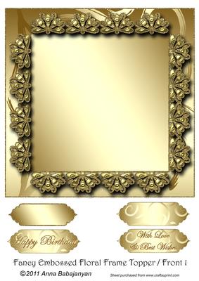 Fancy Embossed Floral Frame Topper/ Front 1
