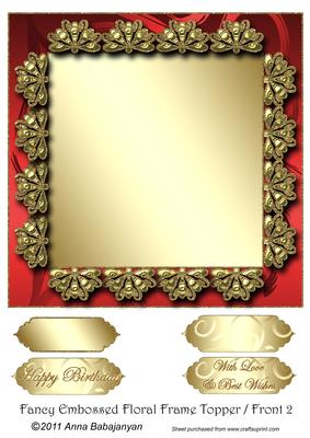Fancy Embossed Floral Frame Topper/ Front 2