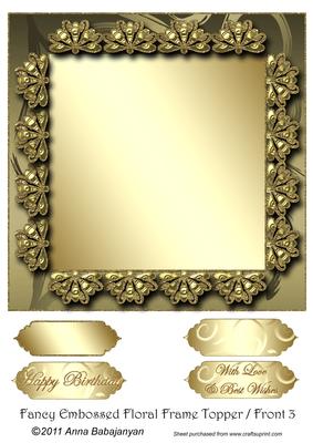 Fancy Embossed Floral Frame Topper/ Front 3