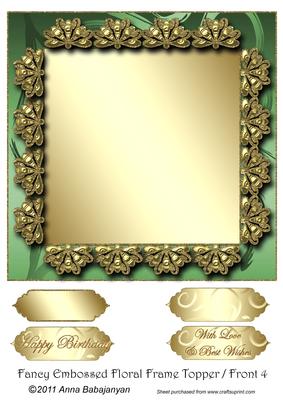 Fancy Embossed Floral Frame Topper/ Front 4