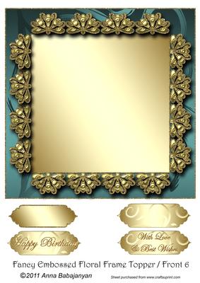 Fancy Embossed Floral Frame Topper/ Front 6