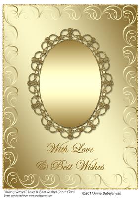 Swirly Waves Love & Best Wishes Plain Card