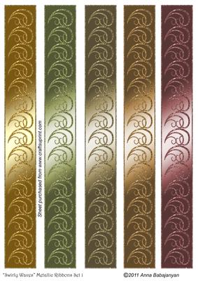 Swirly Waves Metallic Ribbons Set 1