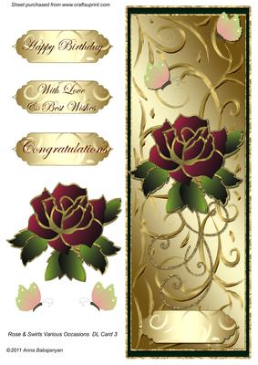 Rose & Swirls Various Occasions Dl Card 3