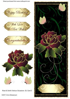 Rose & Swirls Various Occasions Dl Card 2
