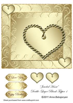 Jeweled Heart Double-layer Blank Topper 1