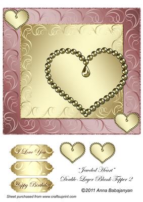 Jeweled Heart Double-layer Blank Topper 2