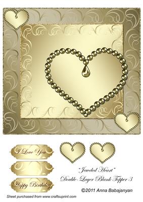 Jeweled Heart Double-layer Blank Topper 3