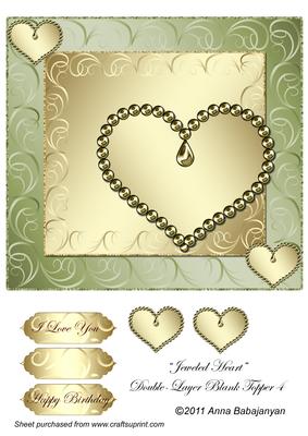 Jeweled Heart Double-layer Blank Topper 4