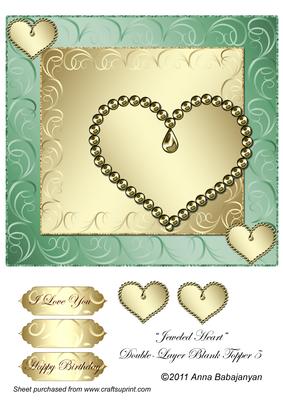 Jeweled Heart Double-layer Blank Topper 5