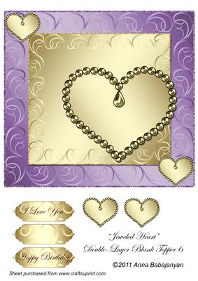 Jeweled Heart Double-layer Blank Topper 6