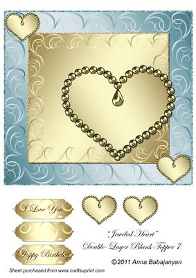 Jeweled Heart Double-layer Blank Topper 7