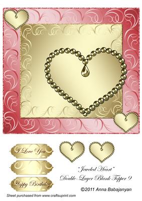 Jeweled Heart Double-layer Blank Topper 9