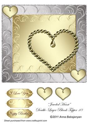 Jeweled Heart Double-layer Blank Topper 10