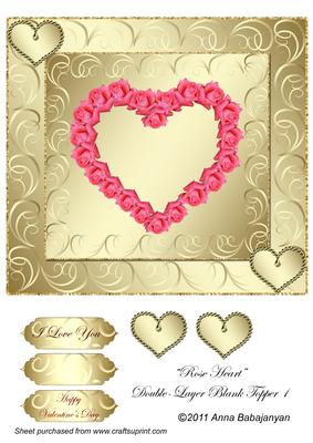 Rose Heart Double-layer Blank Topper 1