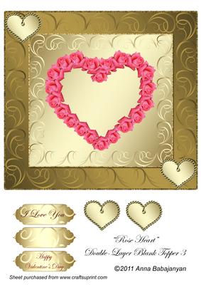 Rose Heart Double-layer Blank Topper 3