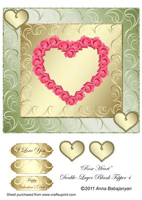 Rose Heart Double-layer Blank Topper 4