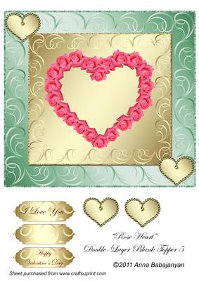 Rose Heart Double-layer Blank Topper 5