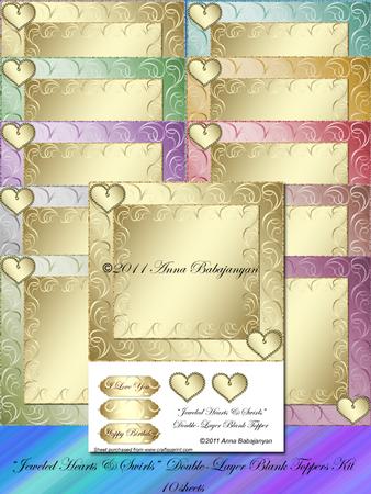 Jeweled Hearts & Swirls Double-layer Blank Toppers Kit