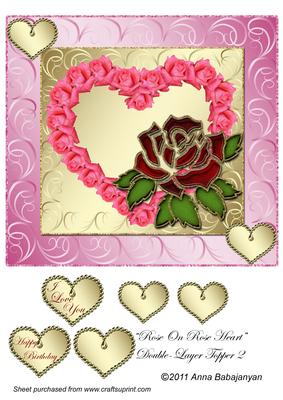 Rose on Rose Heart Double-layer Topper 2