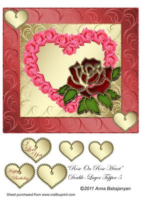 Rose on Rose Heart Double-layer Topper 5