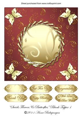 Swirls Flowers & Butterflies Blank Topper 1