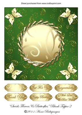 Swirls Flowers & Butterflies Blank Topper 2