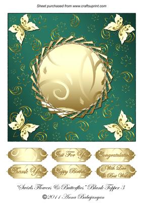 Swirls Flowers & Butterflies Blank Topper 3